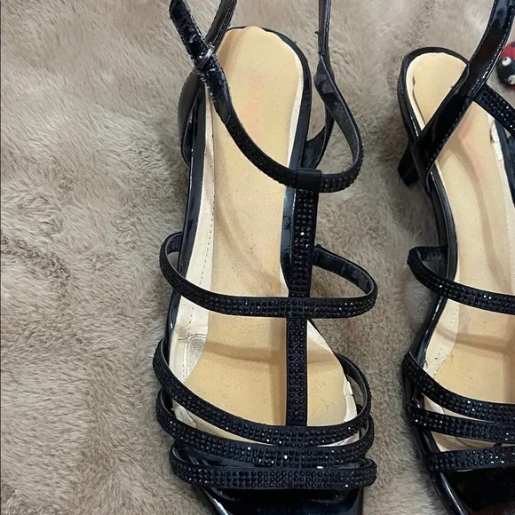 Vintage Vibe Boudoir Glam Black Sparkly Costume Heels – 8.5 Kitten Heel, 2.5” - Picture 3 of 13